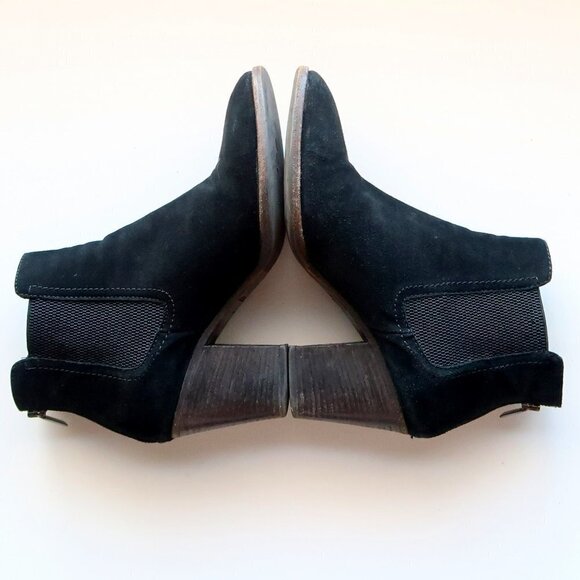 Aquatalia Black Suede Leather Block Heel Chelsea Ankle Boots / Booties Size 9.5 - Picture 11 of 16